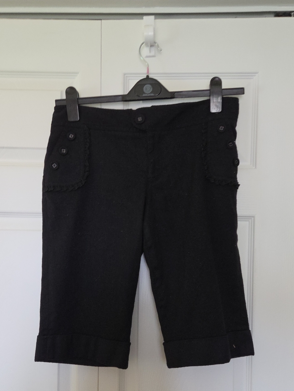 Juicy Couture Black Women's Bermuda Shorts with Button Pocket Details